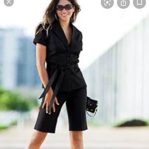 FOR THE REPUBLIC Heritage Chic Black Bermuda Shorts 2 Cotton